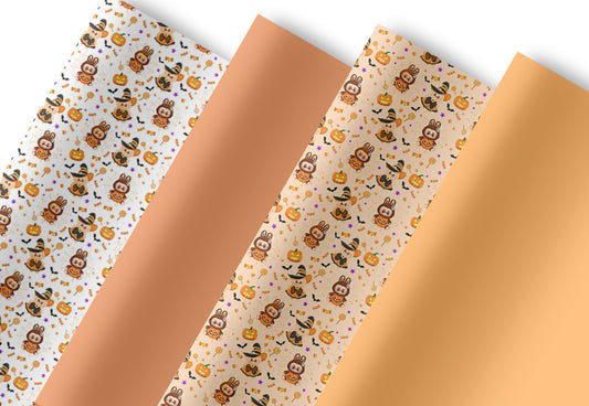 4 Piece bubu Furry Bear Halloween printedcanvas  fabric A4