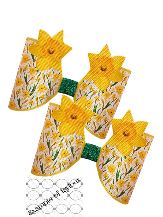St David’s day Daffodil themed in house printed Bow loops x6 (3.5”)