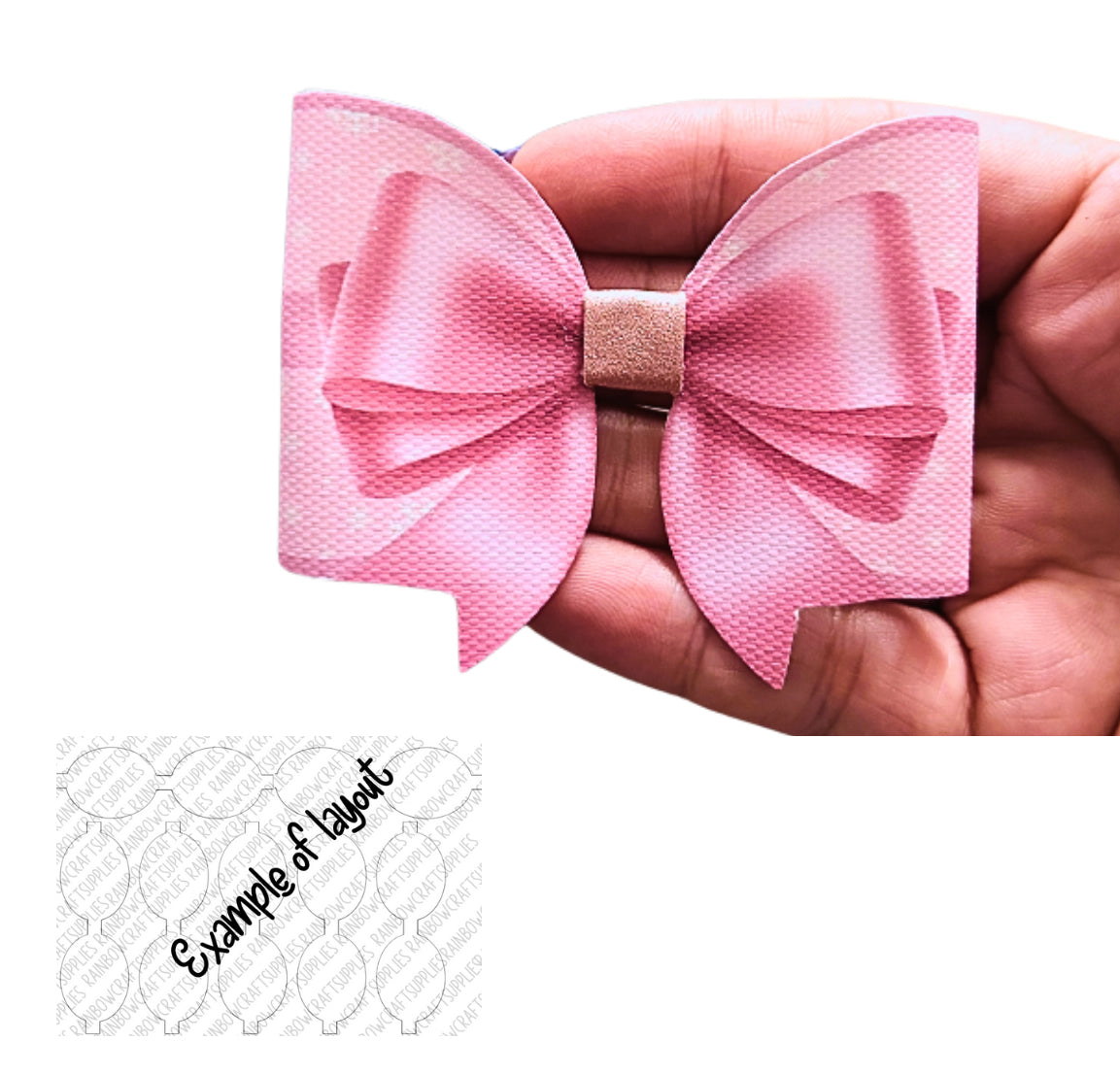 3D Pink Ribbon Bow christmas themed printed canvas bow loops x 6