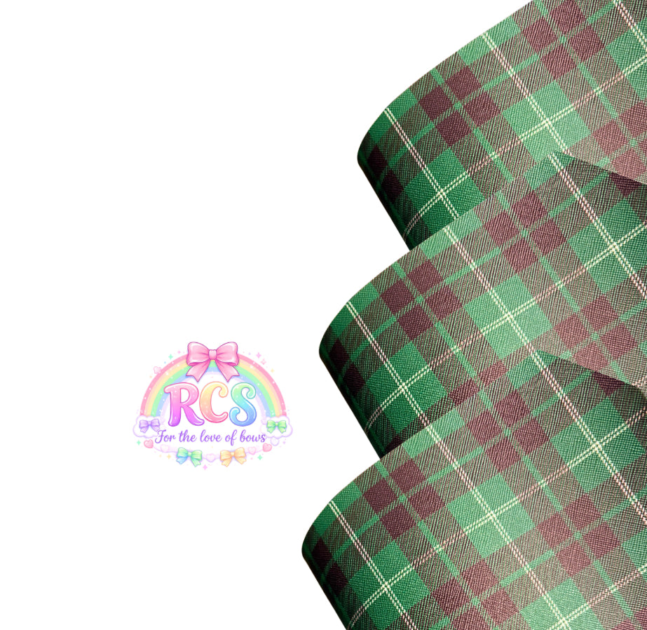 Green & Black Tartan leatherette fabric A4 St Patrick’s day