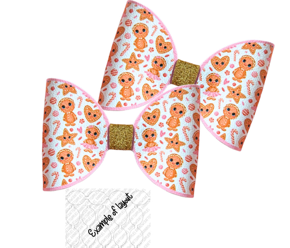 7 x Gingerbread and cupcake themed bow loops 3.5”