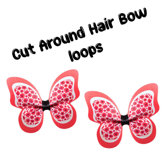 7 x Leatherette cut around Butterfly Pinch bows 3.5” Poppy