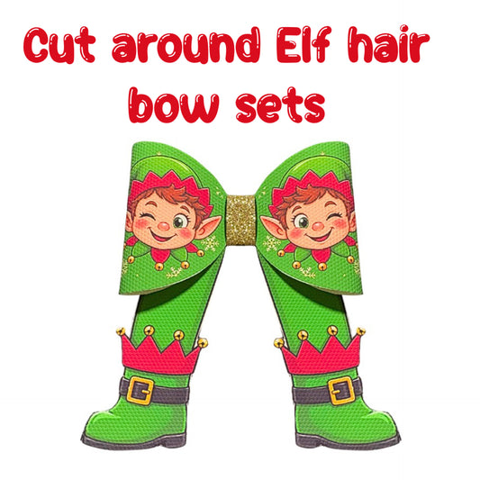4 Cheeky Elf 3D Cut around hair bow loops & tails 3.5”(Leatherette or Canvas)