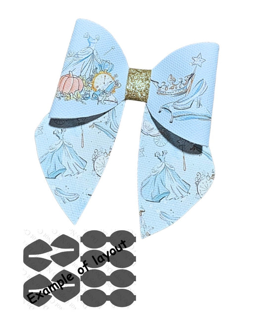 4 x printed in house Canvas  bow loops and sailor Tails 3.5” Princess theme