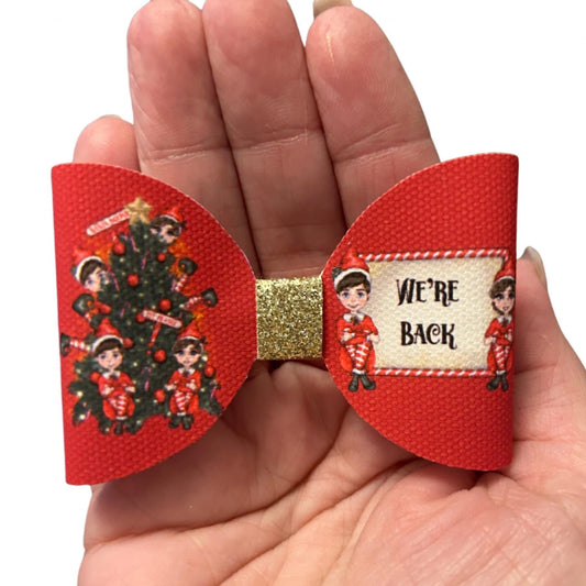 Naughty Elf is back  pre printed canvas hair bow loops for DIY Hair bows