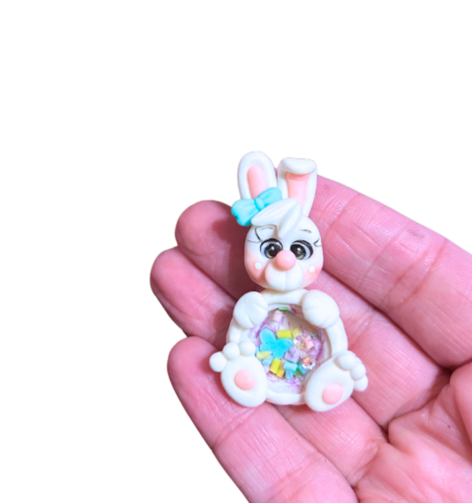 Shaker Easter Bunny handcrafted clay embellishment