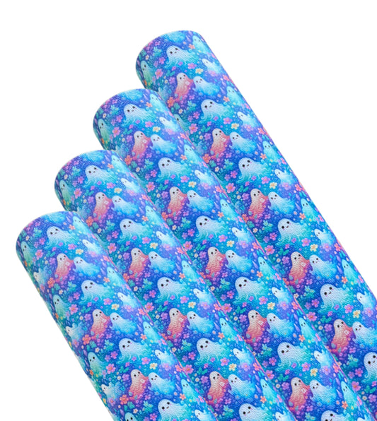 In house printed Leatherette fabric A4 3D Effect Ghost theme