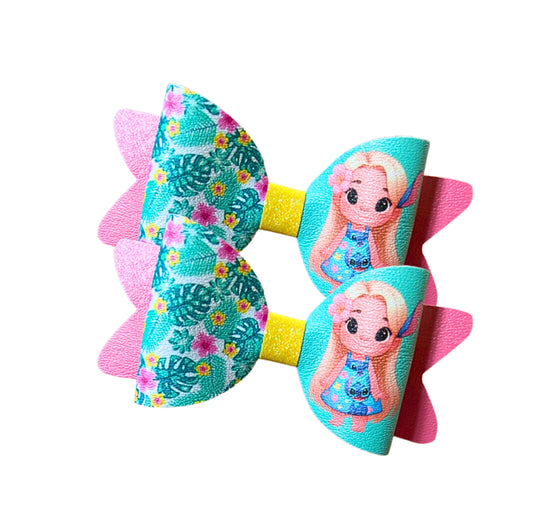 8 x Ohana alien girl Leatherette  3.5”bow loops
