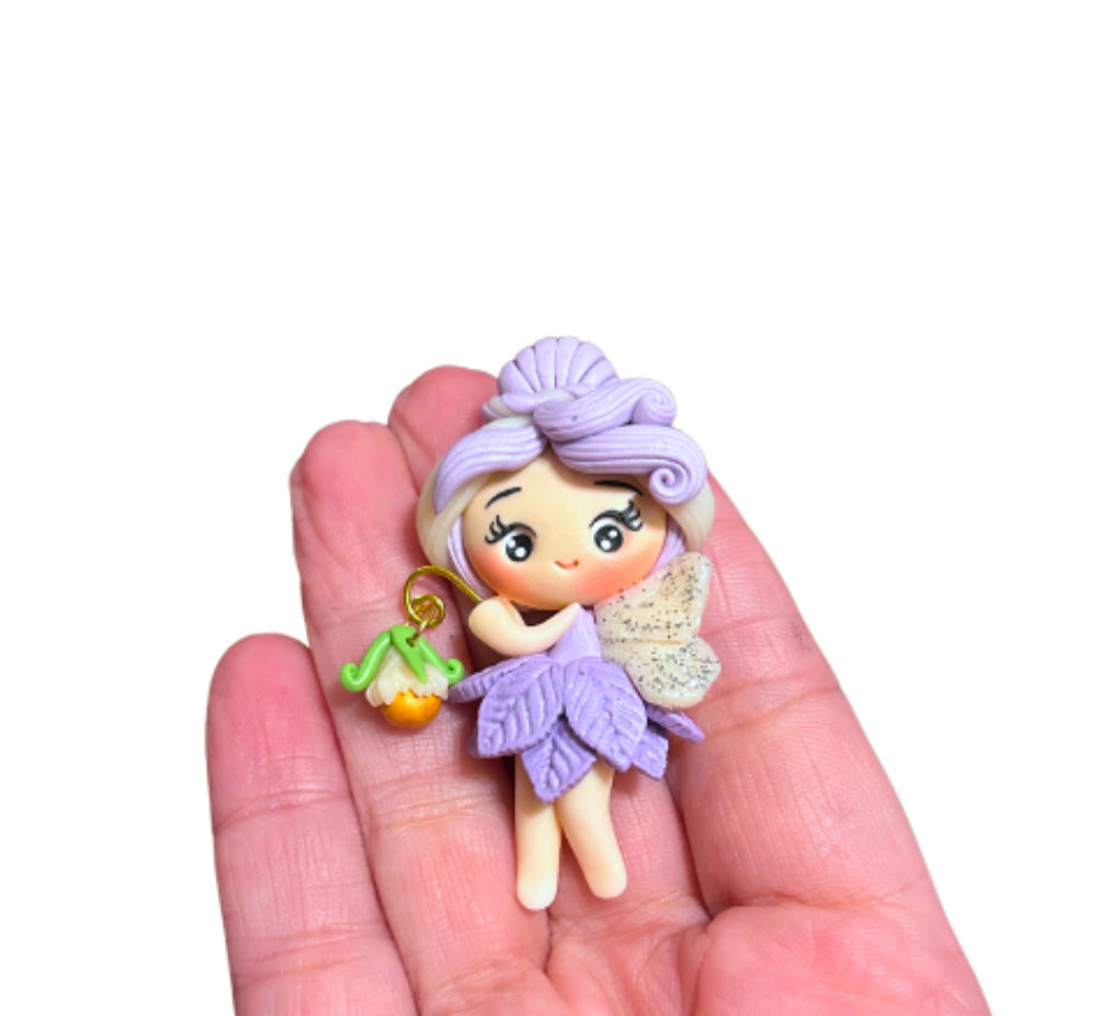 Princess Lilac fairy handcrafted clay embellishment