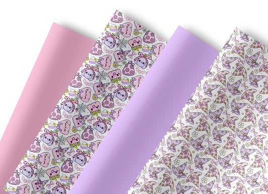 Set of 4 cute ghostly themed printed premium canvas  fabric A4