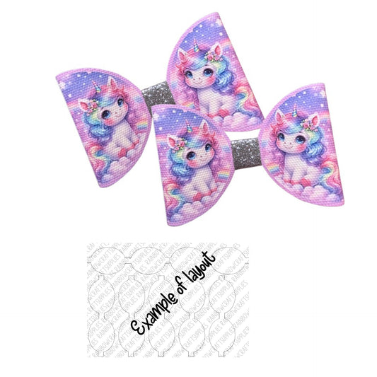 7 x Enchanted Unicorn themed canvas Hair bow loops 3.5”