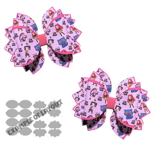 4 x printed Canvas  bow loops and Fan Tails 3.5”K Pop girls