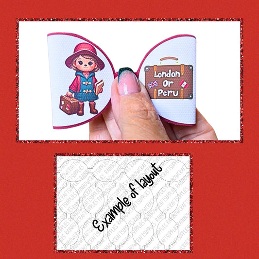 Peru or London Bear pre printed canvas bow loops x 7 (3.5”)
