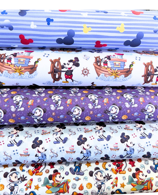 Steamboat Willie  theme printed canvas fabric A4 set
