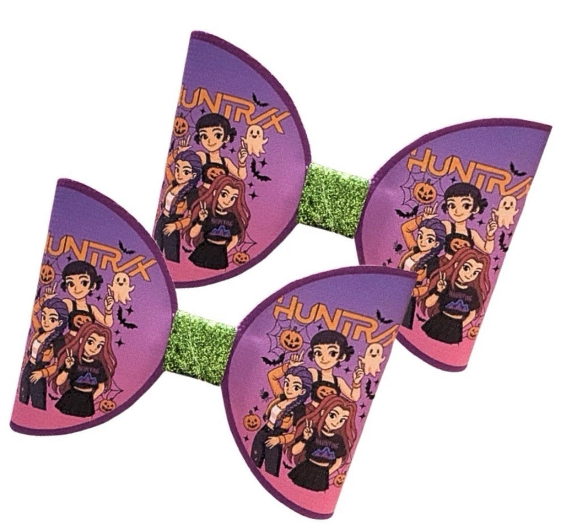 7 x Cut around hair bow loops 3.5” Canvas/leatherette Kpop Halloween