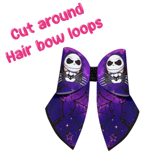 4 x spooky skeleton theme cut around canvas  sailor bows