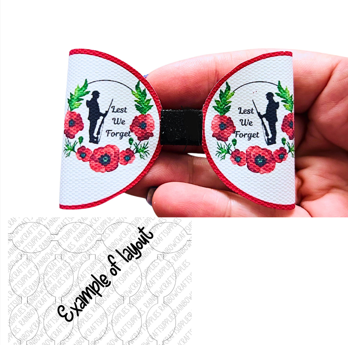 Remembrance day pre printed canvas bow loops for hair bow making