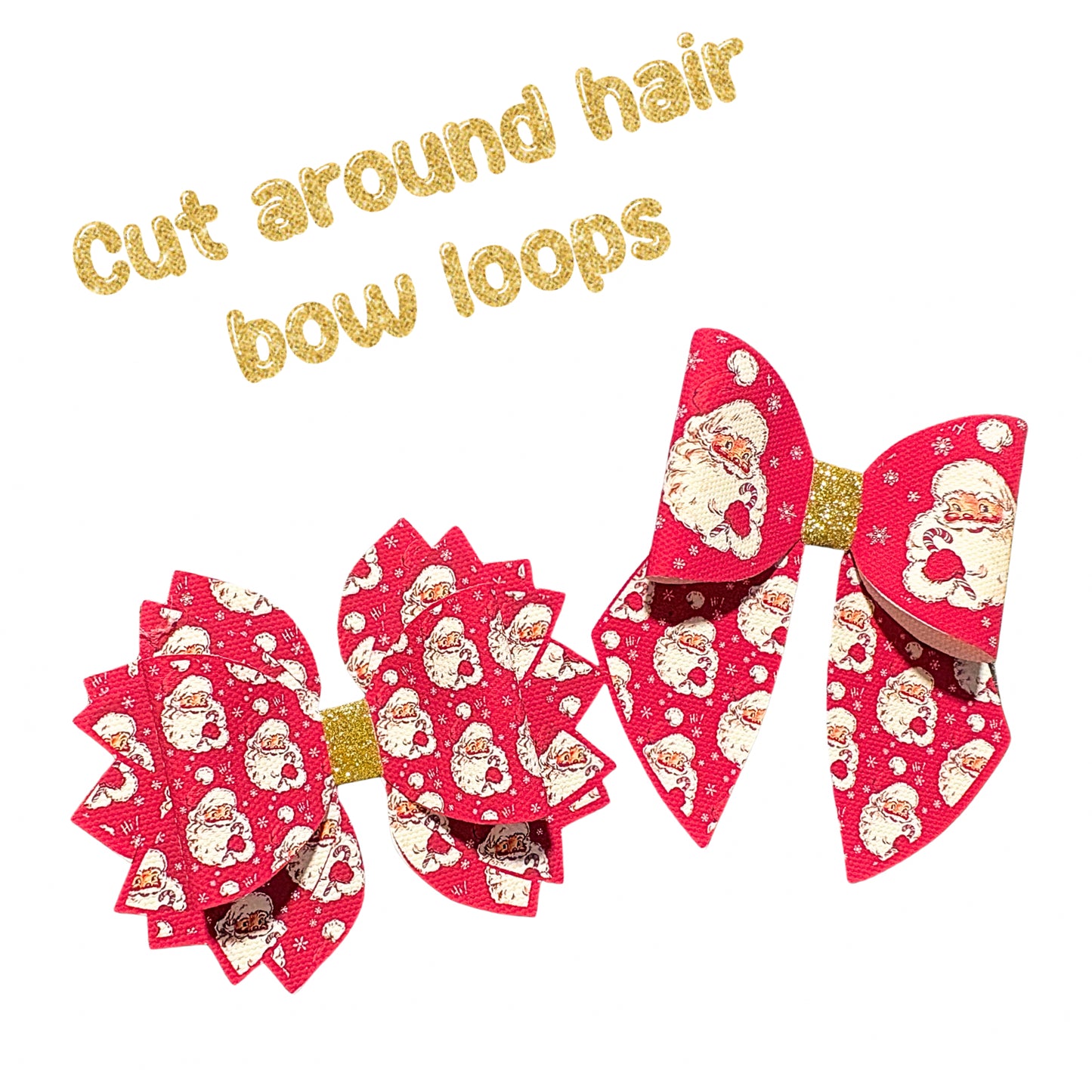 4 Christmas Cut around hair bow loops & tails 3.5”(choice of bow shape )