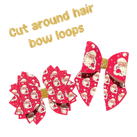 4 Christmas Cut around hair bow loops & tails 3.5”(choice of bow shape )