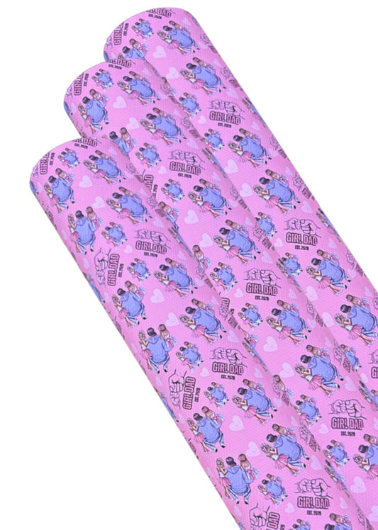 Fathers Day In house leatherette printed fabric A4 Girl Dad