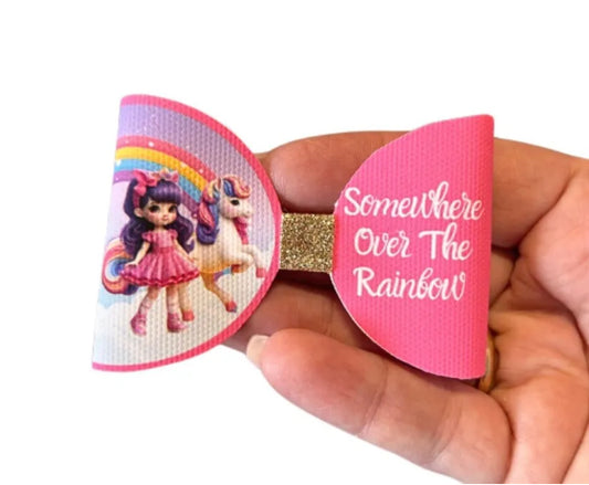 Somewhere over the rainbow pre printed canvas  bow loops x 7