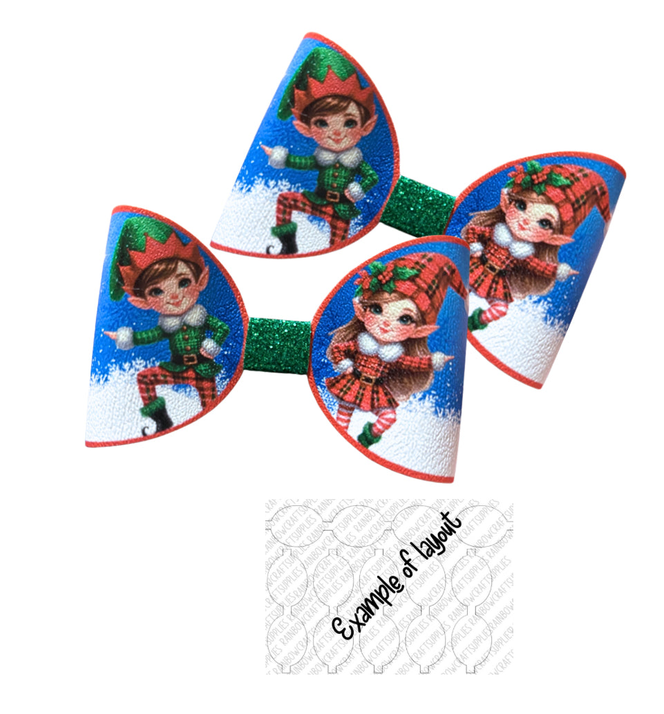 7 x Santa’s Elves Christmas themed bow loops 3.5”