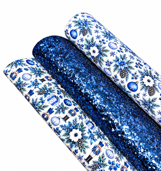 3 Piece Christmas themed fabric set A4 Blue Nutcracker