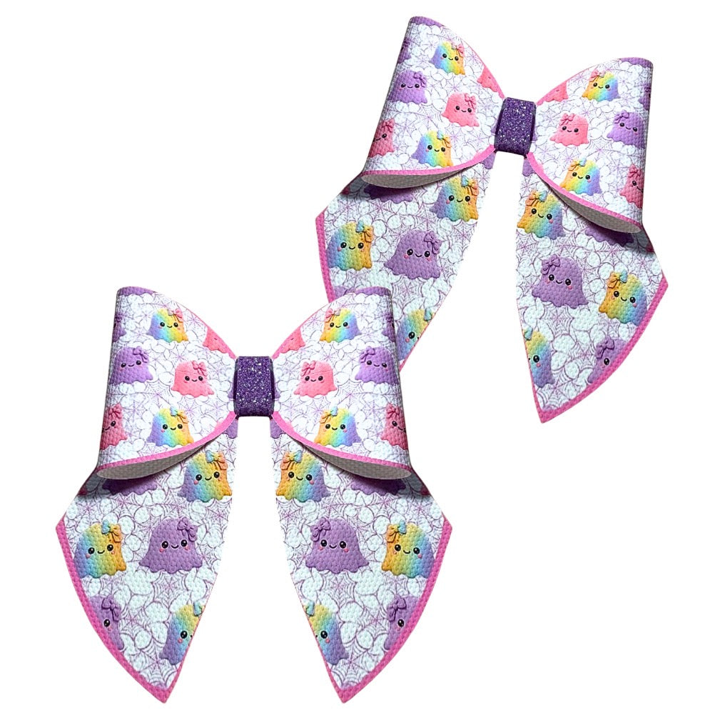 4 x printed in house Leatherette sailor Hairbows loops and tails 3.5” Dumpling Ghosts