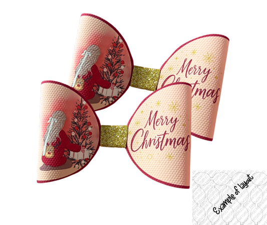 7 x Merry Christmas printed Canvas  hair bow loops 3.5”