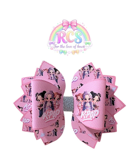 4 x printed in house Leatherette bow loops and Fan Tails 3.5”K Pop