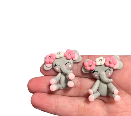 Floral Elephant handcrafted clay embellishment