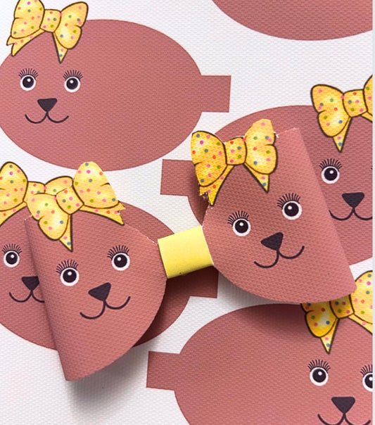 Blush Pudsey’s Friend inspired Dotty theme pre printed canvas bow loops x 7