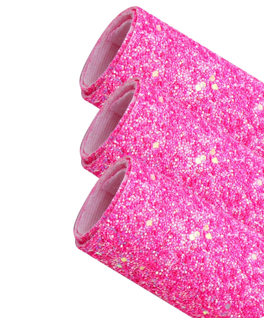 Hot Pink mixed chunky glitter fabric A4