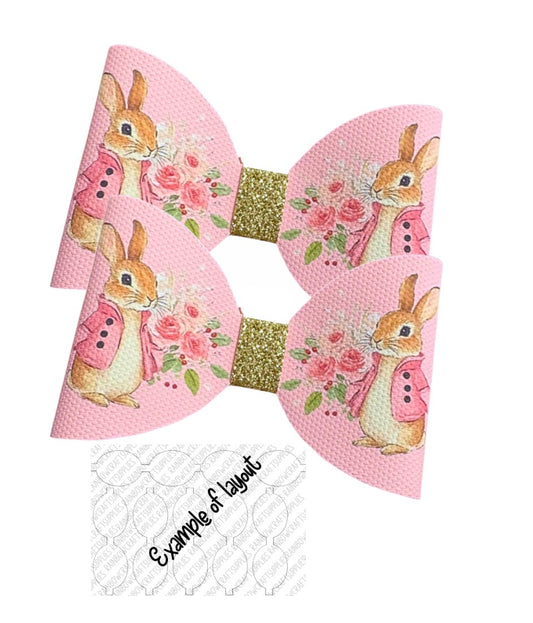 7 Bunny theme pre printed canvas hair bow loops 3.5” A4 Happy Easter