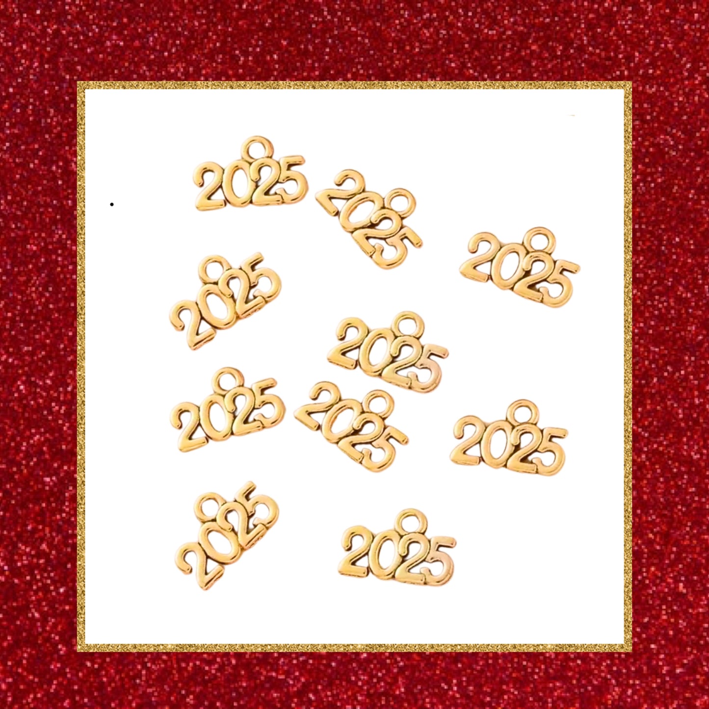 2025 gold colour charms x 5