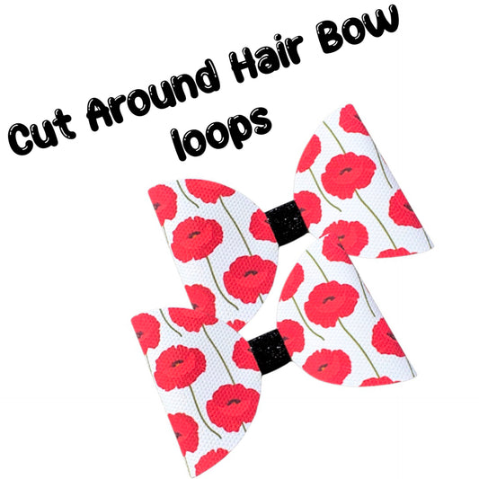 7 Remembrance  Day Cut around hair bow loops leatherette or Canvas