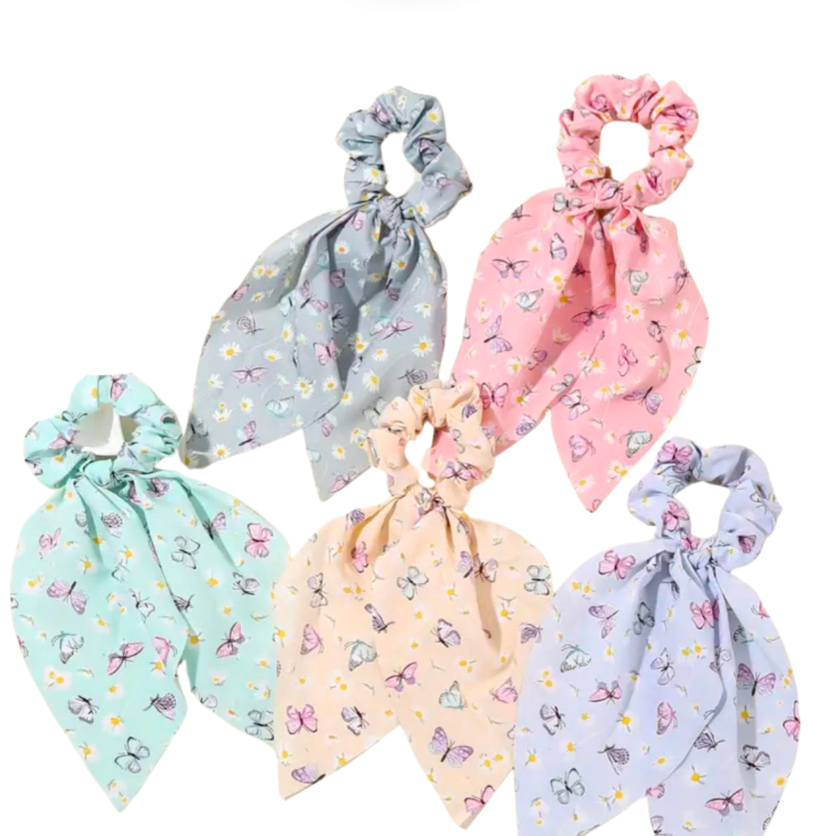 Butterfly pattern scrunchie with tie tail