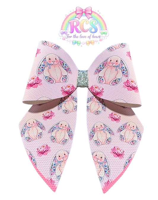 4 x Leatherette cut around bow loops and sailor Tails 3.5” jelly bear bunnies