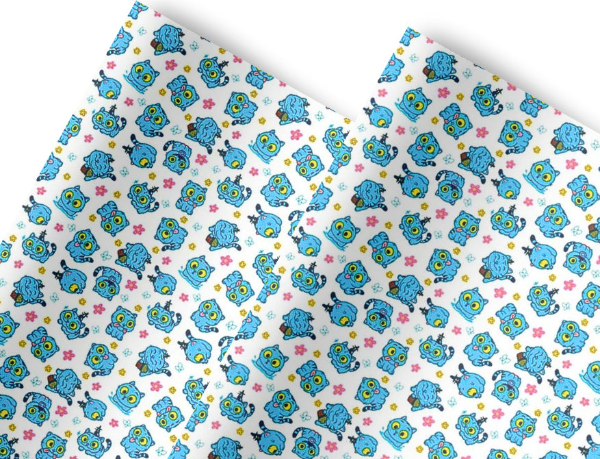 Printed Canvas fabric A4 Rainbow Demon girl