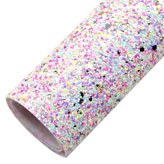 Pastel sprinkles premium chunky glitter fabric A4