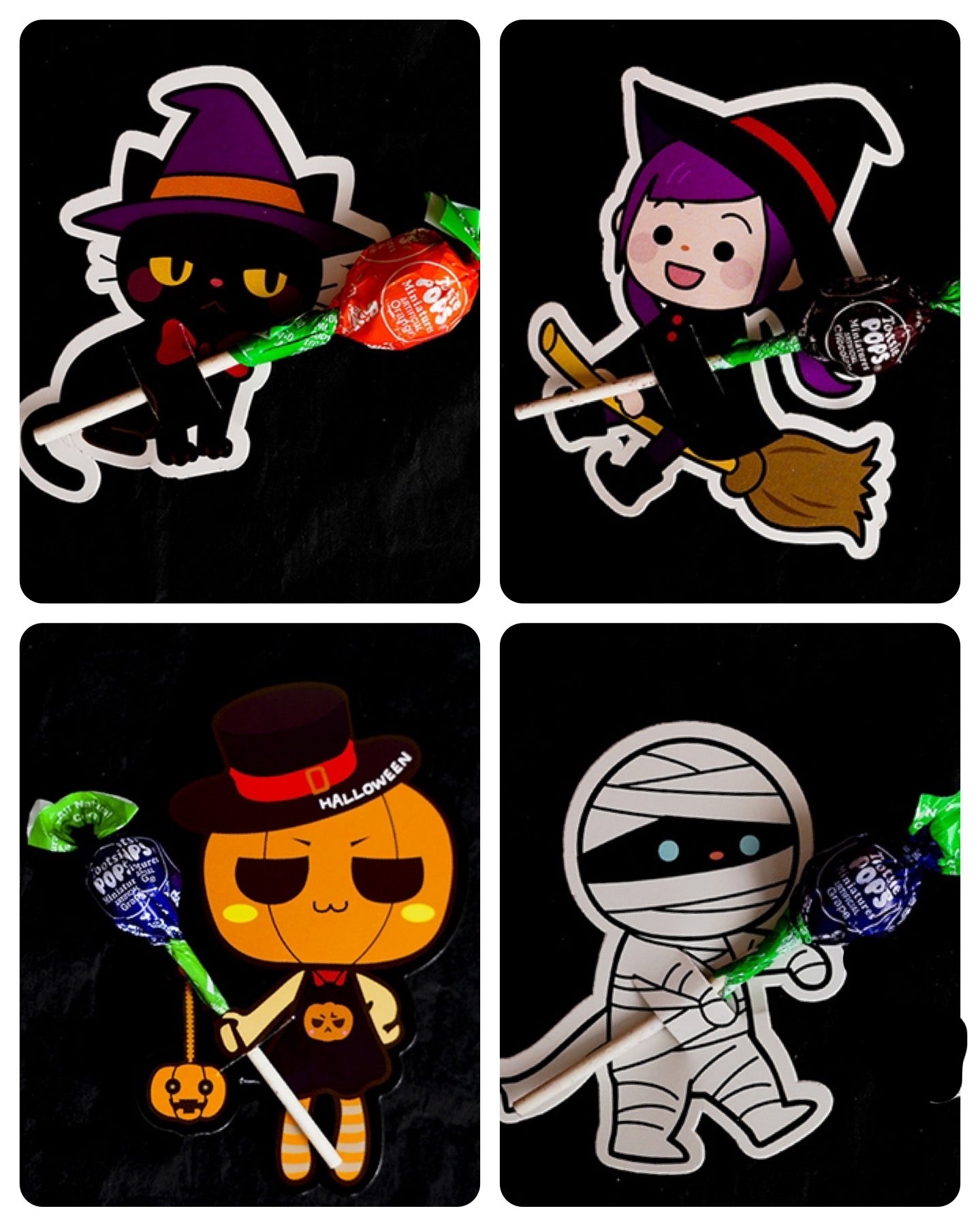 10 x Halloween tbemed  lollipop holders (4 choices)