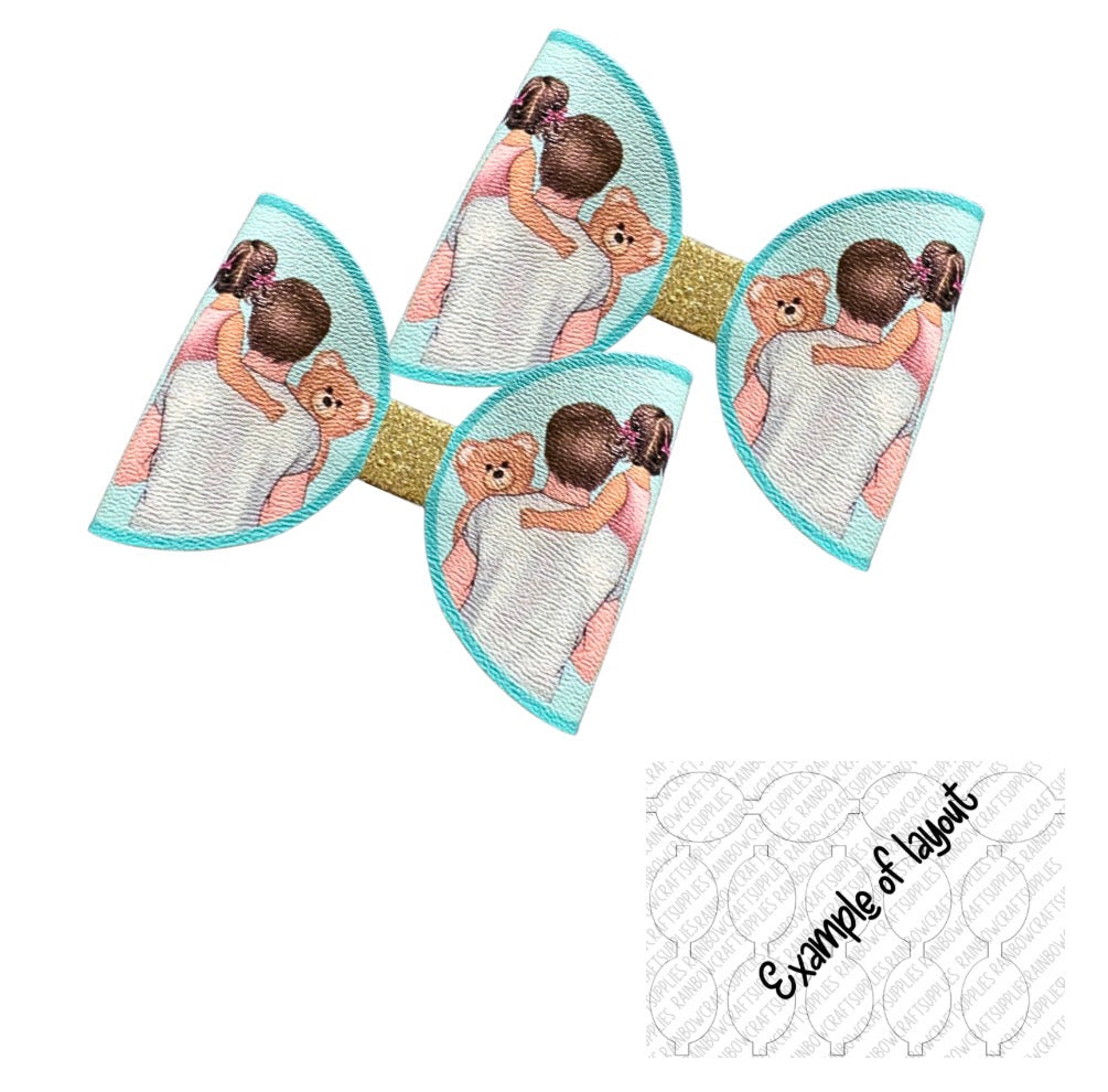 7 x Fathers Day themed canvas Hair bow loops 3.5”