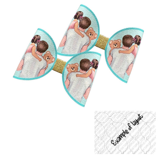 7 x Fathers Day themed canvas Hair bow loops 3.5”