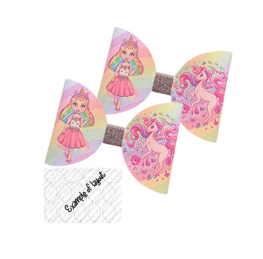 7 x Magical Unicorn themed canvas Hair bow loops 3.5”