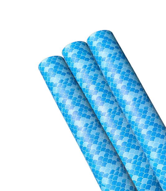 Blue Mermaid tail patterned leatherette fabric