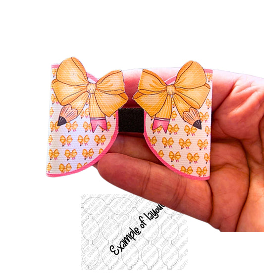 7 x Coquette Pencil pre printed canvas hair bow loops 3.5”