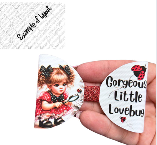 Ladybug Ladybird girl  pre printed canvas bow hair bow loops