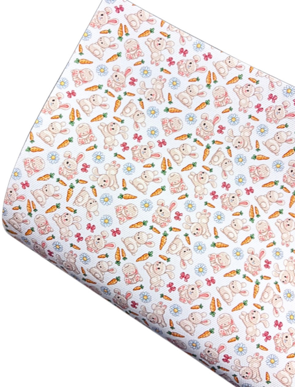 In house printed leatherette Fabric A4 Bunny’s love carrots
