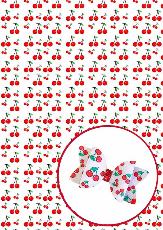 In house leatherette fabric A4 Cherries
