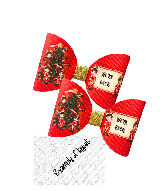 Naughty Elf is back  pre printed canvas hair bow loops for DIY Hair bows